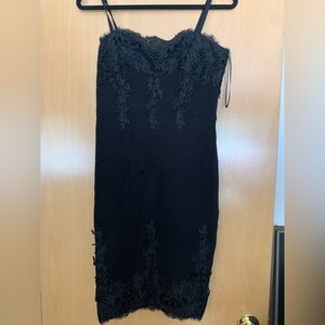Black Haute Monde Black Strapless Lace Dress xl